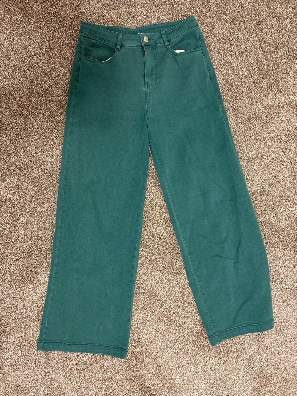 entro Wide-Leg Jeans in Deep Teal Green